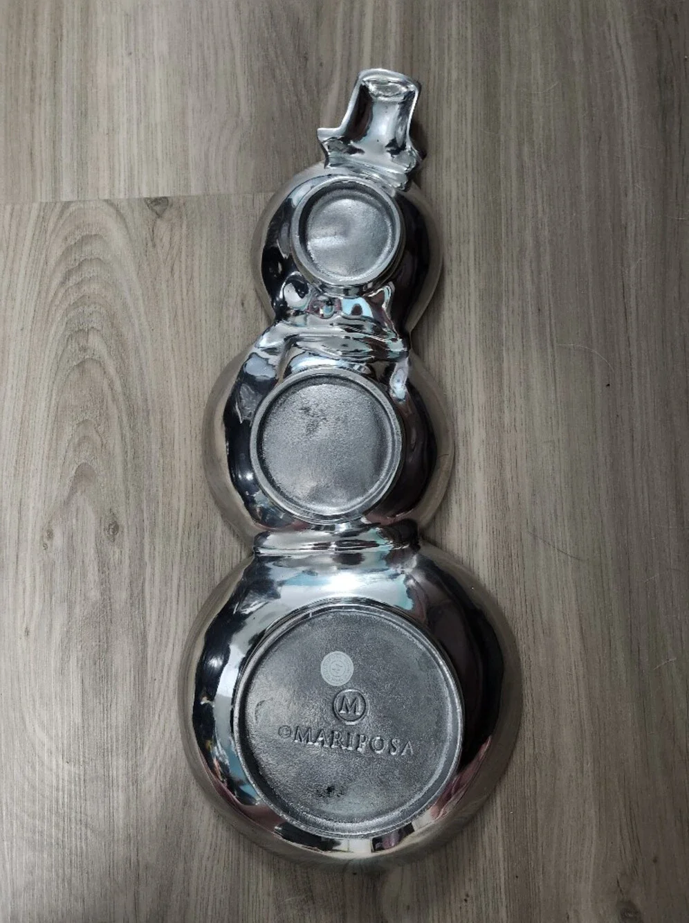 Mariposa Silver Tone Snowman Serving Cast Aluminum Tray